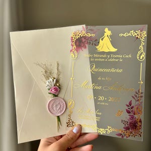 Uitnodiging voor quinceanera, elegante uitnodiging voor quinceañera, RSVP-kaart, Sweet Sixteen, aangepaste acryluitnodiging, aangepaste ontwerp uitnodiging voor quinceañera