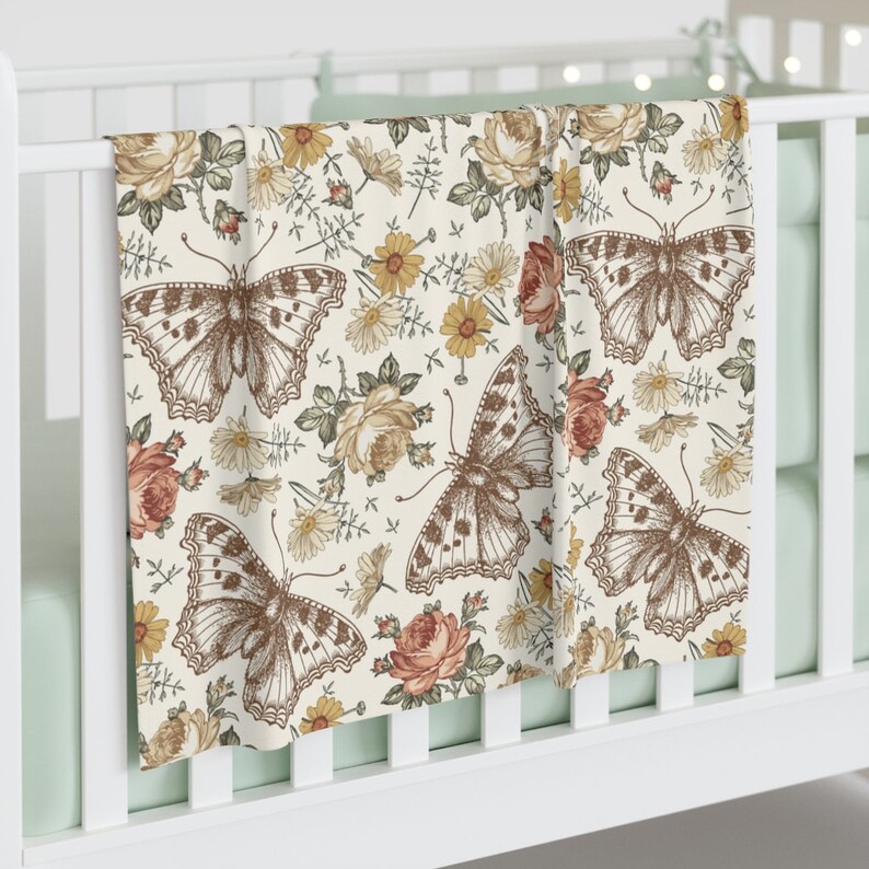 Butterfly Baby Swaddle Blanket Boho Baby Swaddle Floral Baby Etsy