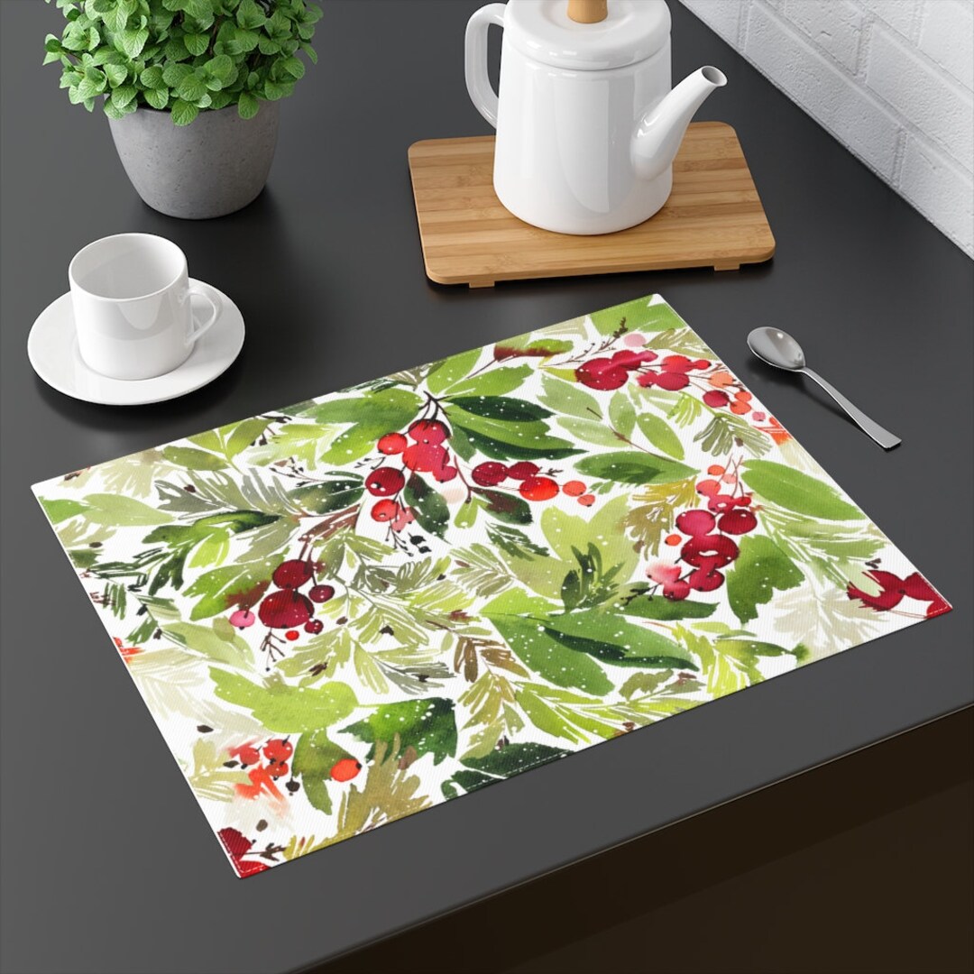 Christmas Holly Placemat Christmas Placemat Table Setting Etsy