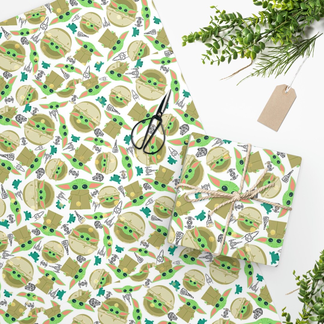 Cute Baby Yoda Wrapping Paper Star Wars Wrapping Paper Gift Etsy