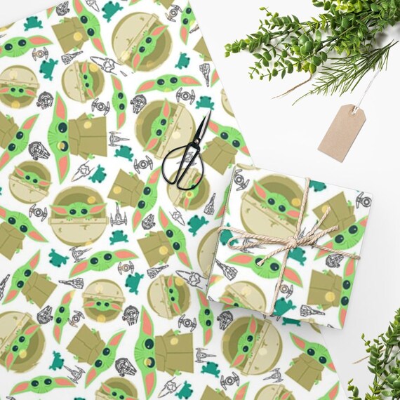 Cute Baby Yoda Wrapping Paper Star Wars Wrapping Paper Gift Etsy