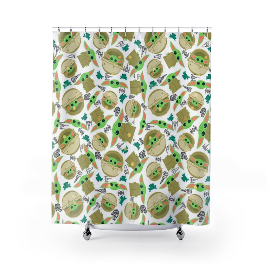 Cute Baby Yoda Shower Curtains Star Wars Shower Curtain Etsy