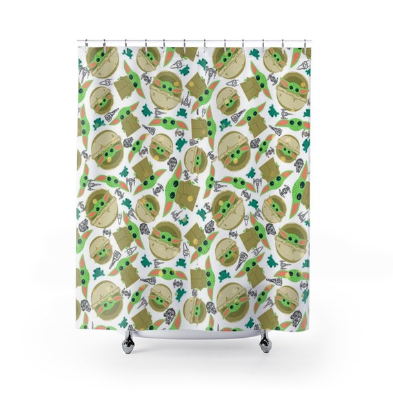 Cute Baby Yoda Shower Curtains Star Wars Shower Curtain Etsy