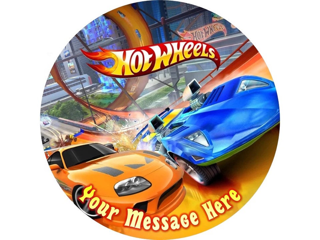 7.5 Inch Round Hot Wheels Edible Cake Topper Personalised Etsy