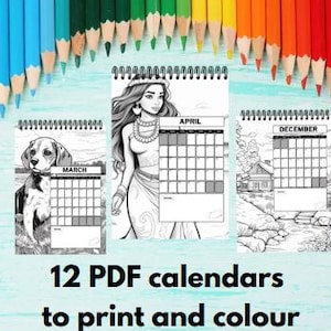 Colour-In Calendar Bundle 2026 – Printable Monthly Calendar to Colour | DIY Colouring Planner| Digital Download PDF