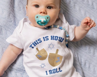 Hanukkah "This is How I Roll' Baby Bodysuit - Dreidel