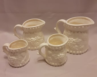 Vintage Ceramic Liquid Measuring Cup Set of 4 Grape Clusters Embossed Design