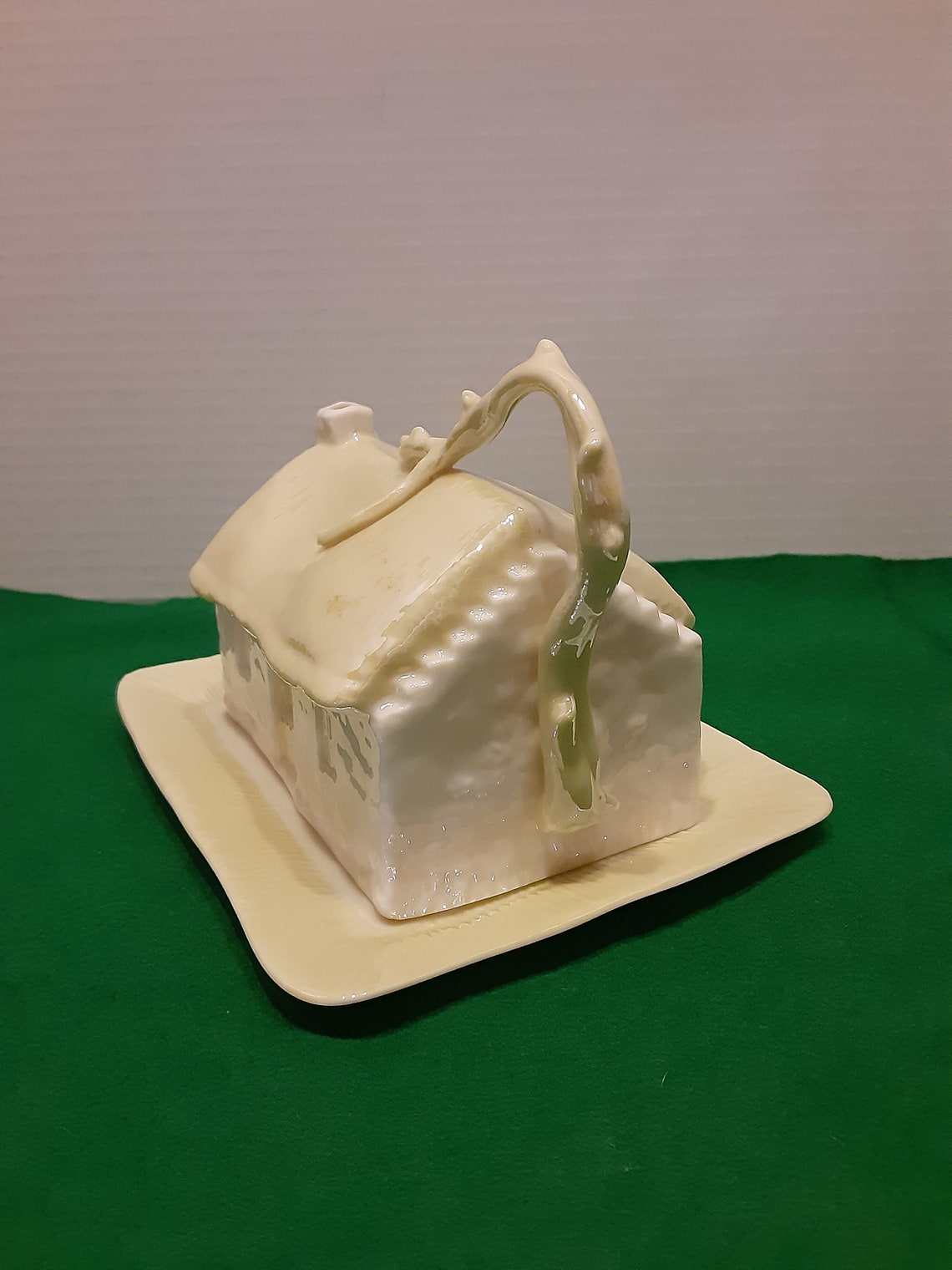 Vintage Belleek Ireland Porcelain Cheese Serving Dish Country Etsy