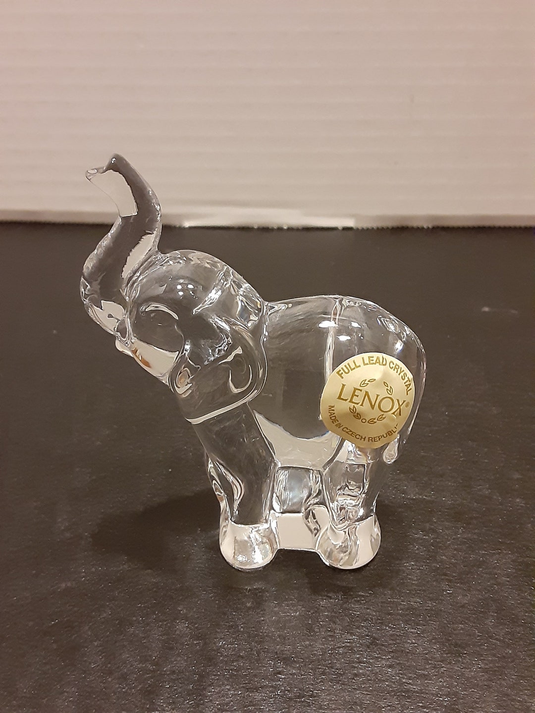 Vintage Lenox Full Lead Crystal Elephant Figurine Paperweight Czech