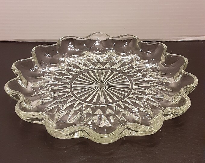 Vintage Clear Glass Deviled Egg Plate Etsy