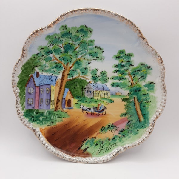 Vintage Lipper and Mann Hand Painted Wall Hanging Plate