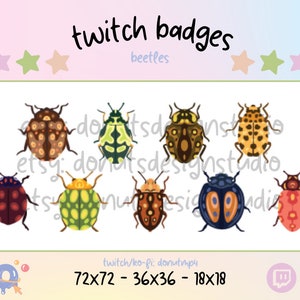 cute beetle twitch badges / subscriber badges / bits badges / twitch bug emote