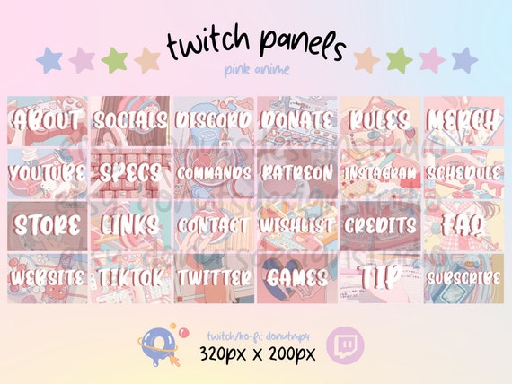 cute pink anime panels / twitch about / 90s anime aesthetic