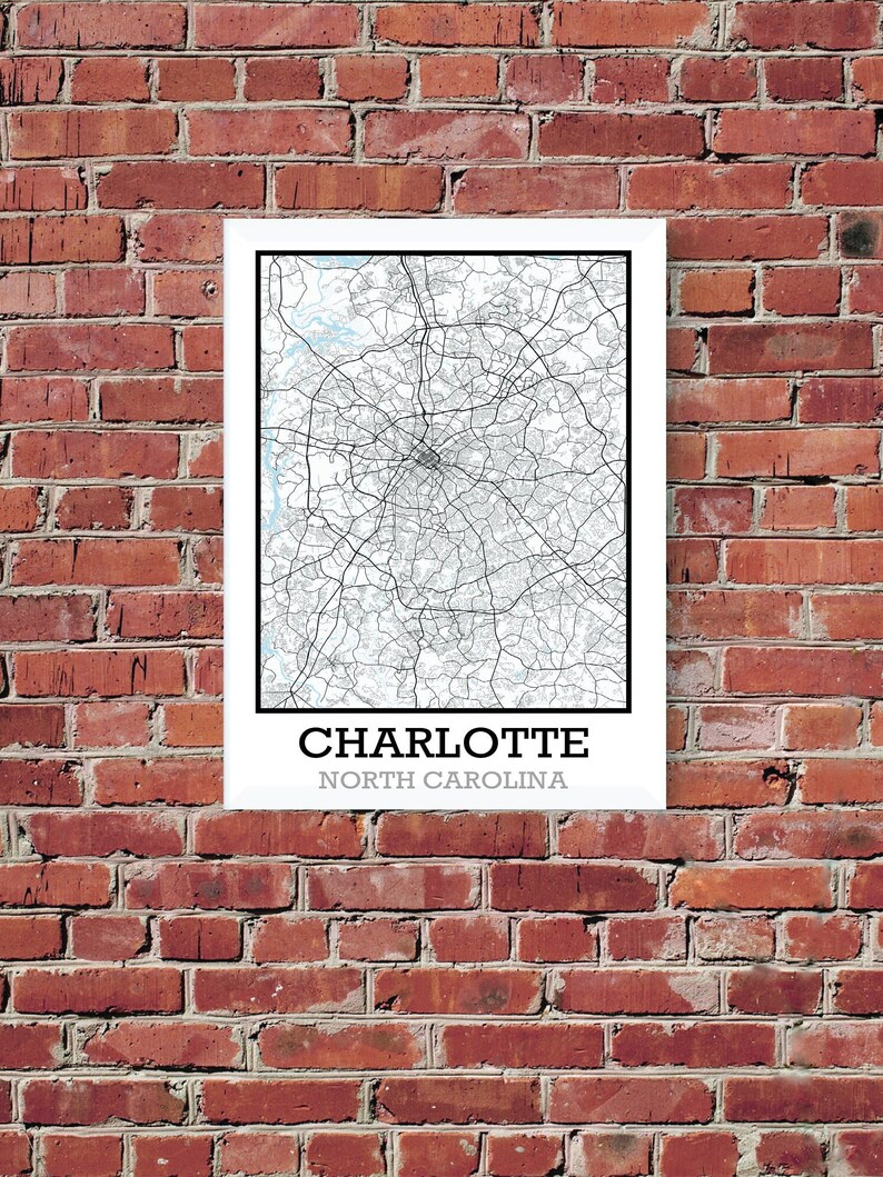 Printable Map of Charlotte North Carolina Instant Download - Etsy