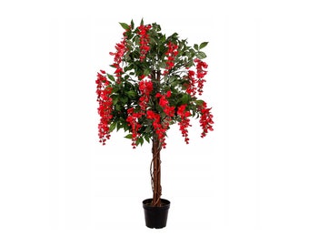 Grand arbre de glycine artificiel, feuilles tropicales rouges, parfait pour une décoration de Noël pour la maison, le jardin ou la chambre - fausse branche de plante en plastique