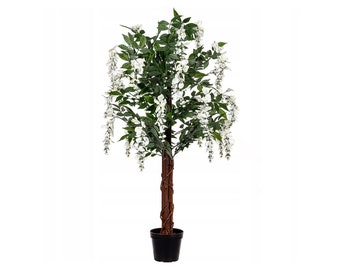 Grand arbre de glycine artificiel, feuilles tropicales blanches, parfait pour une décoration de Noël pour la maison, le jardin ou la chambre - fausse branche de plante en plastique