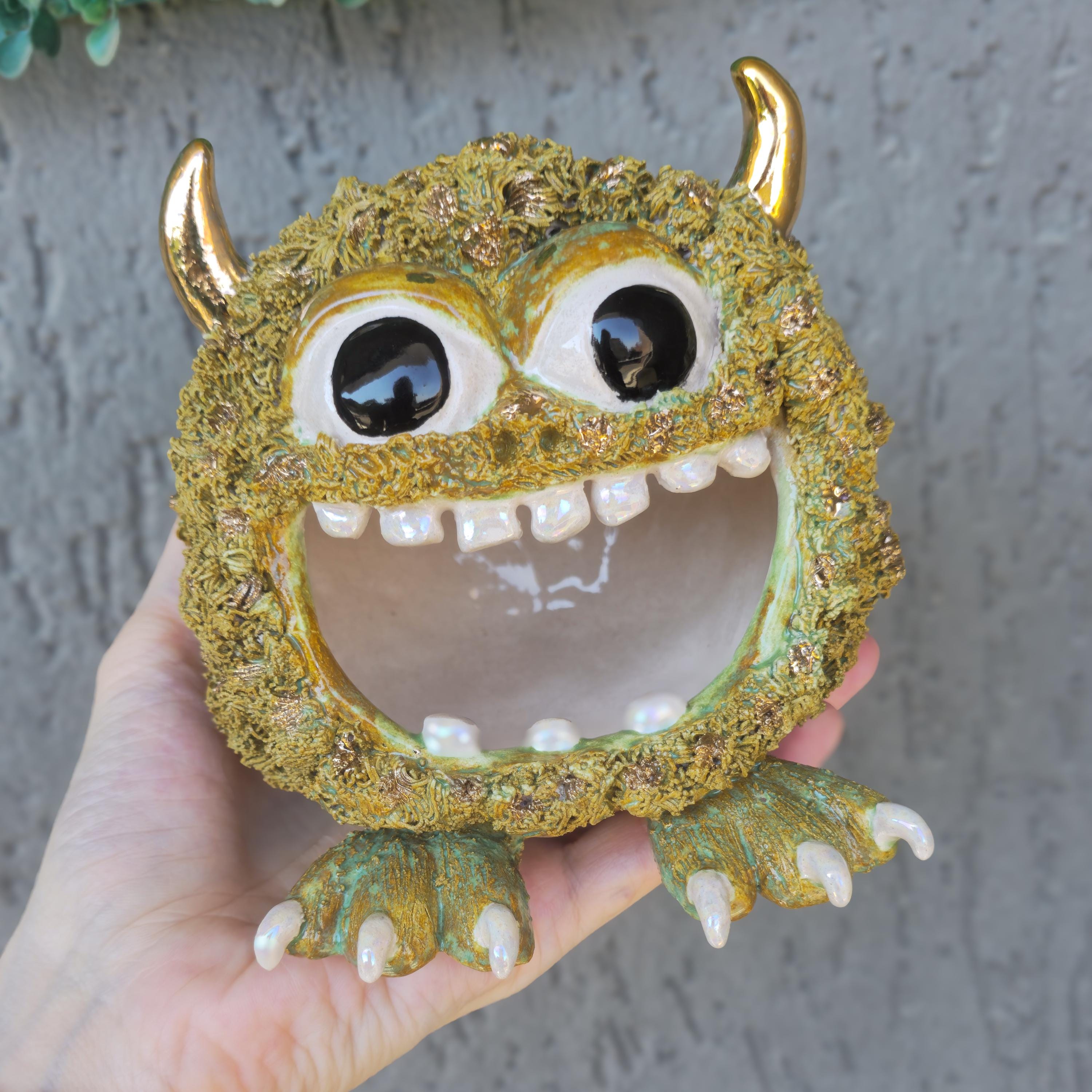Unique Handcrafted Ceramic Monster Bowl | Funky Creature Bowl With