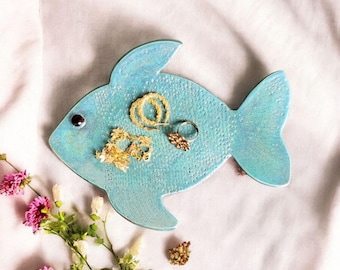 Handmade Ceramic Fish Plate – Blue Decorative Serving Dish
