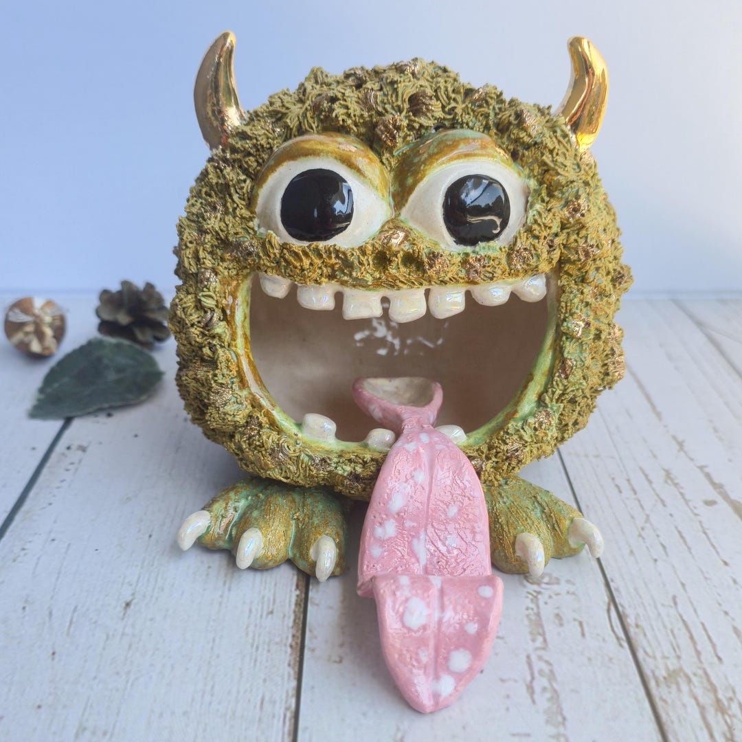 Unique Handcrafted Ceramic Monster Bowl | Funky Creature Bowl With