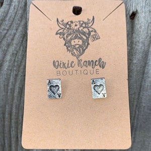 Western Ace Playing Card Punchy Stud Earrings image 4