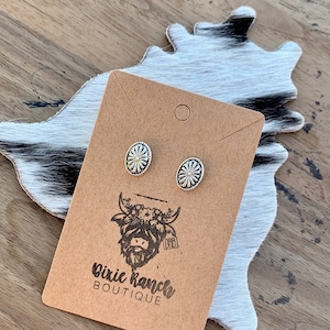 Western Tooled Stud Earrings , Cowgirl Stud Earring