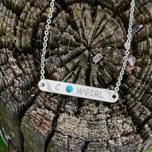 Cowgirl Bar Western Necklace with Faux Turquoise Stone