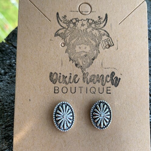 Oxidized Cowgirl Hat Stud Earrings main image 0