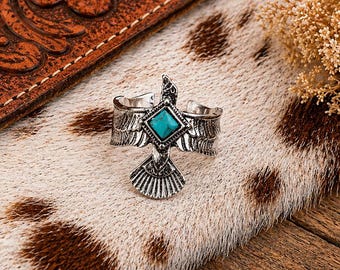 Western Desert Thunderbird Cuff Adjustable Statement Ring