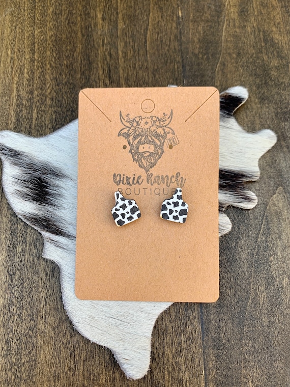 Cowhide 2024 stud earrings