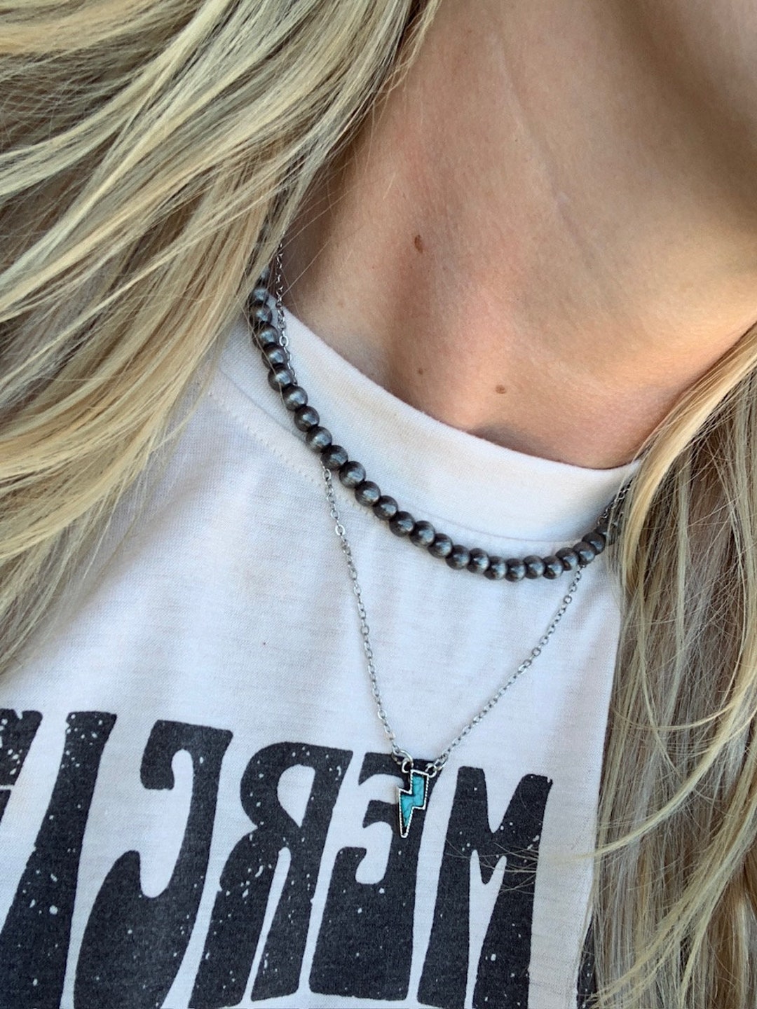 Western 6MM Faux Navajo Pearl Choker Necklace Etsy