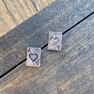 Western Ace Playing Card Punchy Stud Earrings image 3