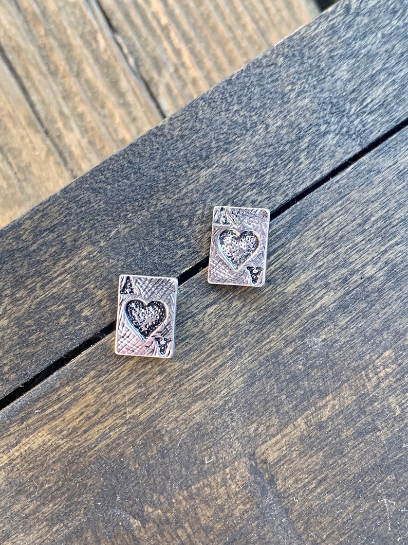 Western Ace Playing Card Punchy Stud Earrings image 3