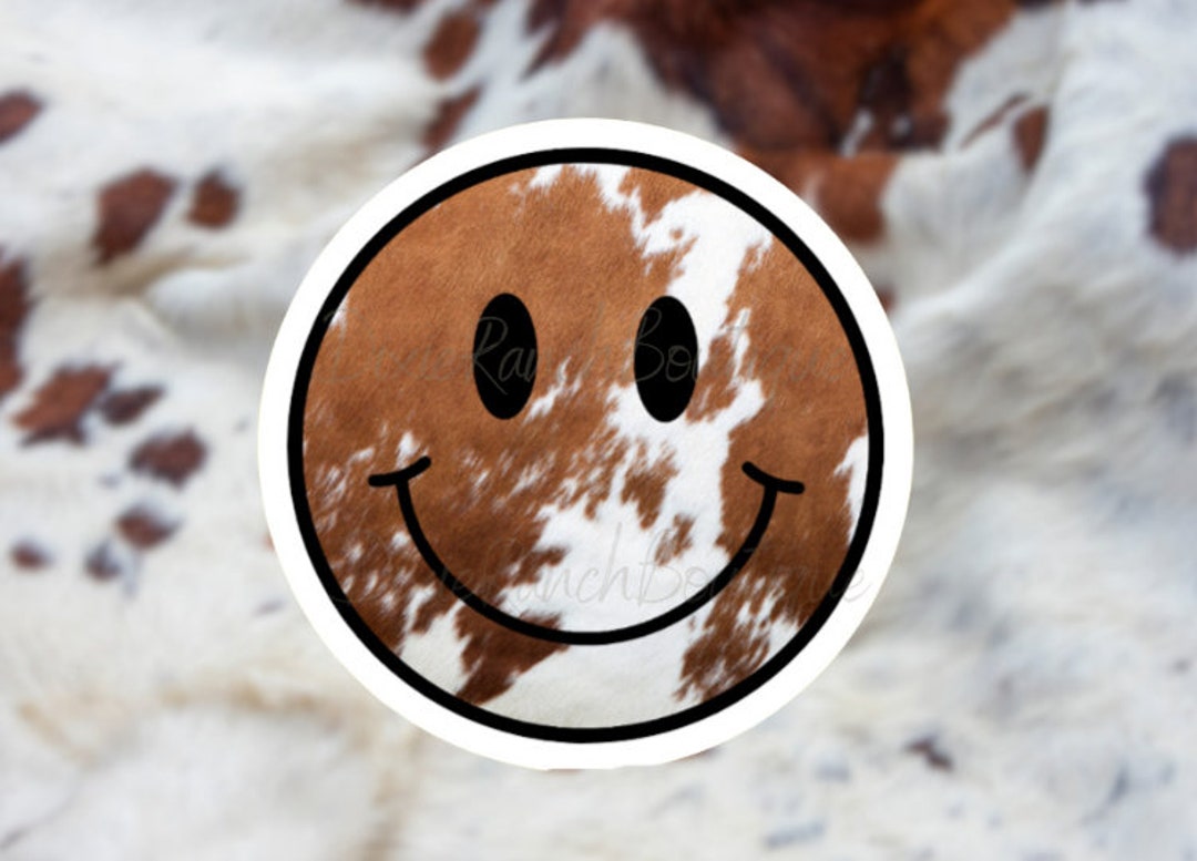 Cowhide Sticker Cowhide Print Smiley Face Decal Sticker - Etsy