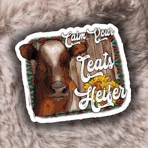 Calm Your Teats Heifer Decal Sticker / Funny Western Cowgirl Decal Sticker