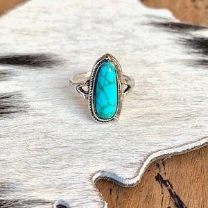 Western Faux Turquoise Stone Statement Ring