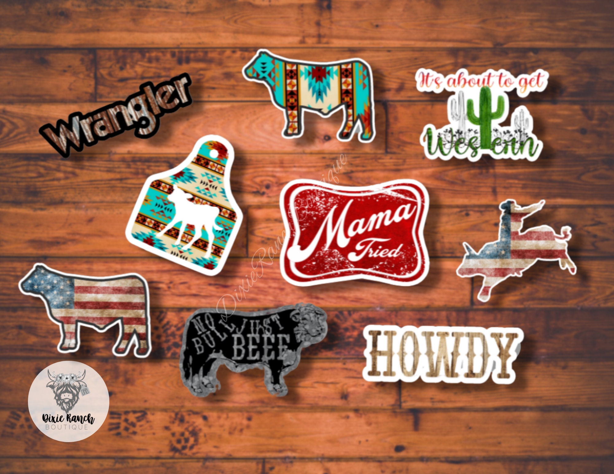 Western Bundle Pack of Decal Stickers Bull Cowhide Mama - Etsy
