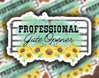 Professional Gate Opener Western Cowgirl Decal Sticker // Sunflower Farm Sticker