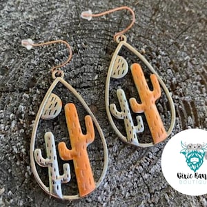 Western Cactus Drop Earrings
