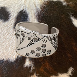 Western Stamped Playing Cards Cuff Ring , Cowgirl Jewelry image 2