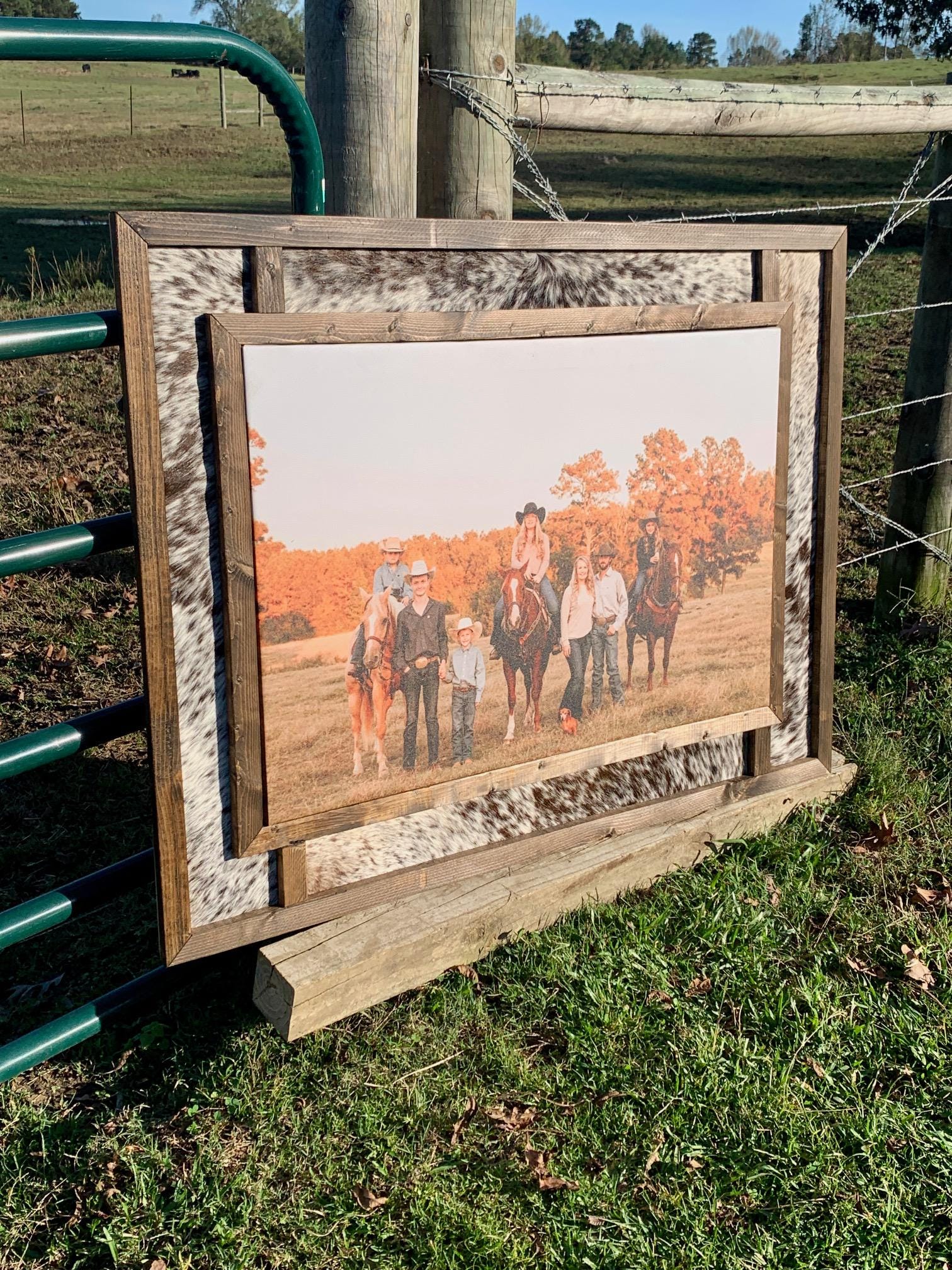 美品 木製　大型額縁 WESTERN Canvas for Frame Photo Wood and Cowhide Genuine Built Custom Large #10000 MOUNT PHOTO 額縁
