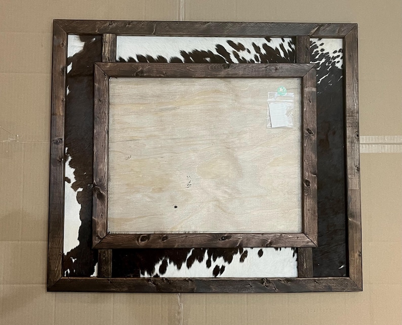 Large Custom Built Genuine Cowhide and Wood Photo Frame for Canvas ...