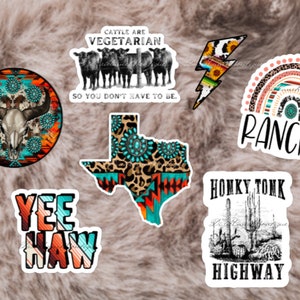 Western Bundle Pack of 7 Decal Stickers / Cow Stickers / Cowgirl ...