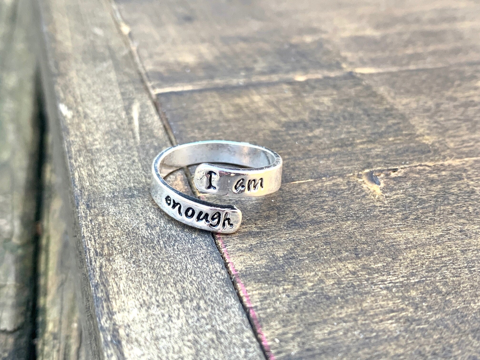 I Am Enough Adjustable Stamped Ring Etsy Australia