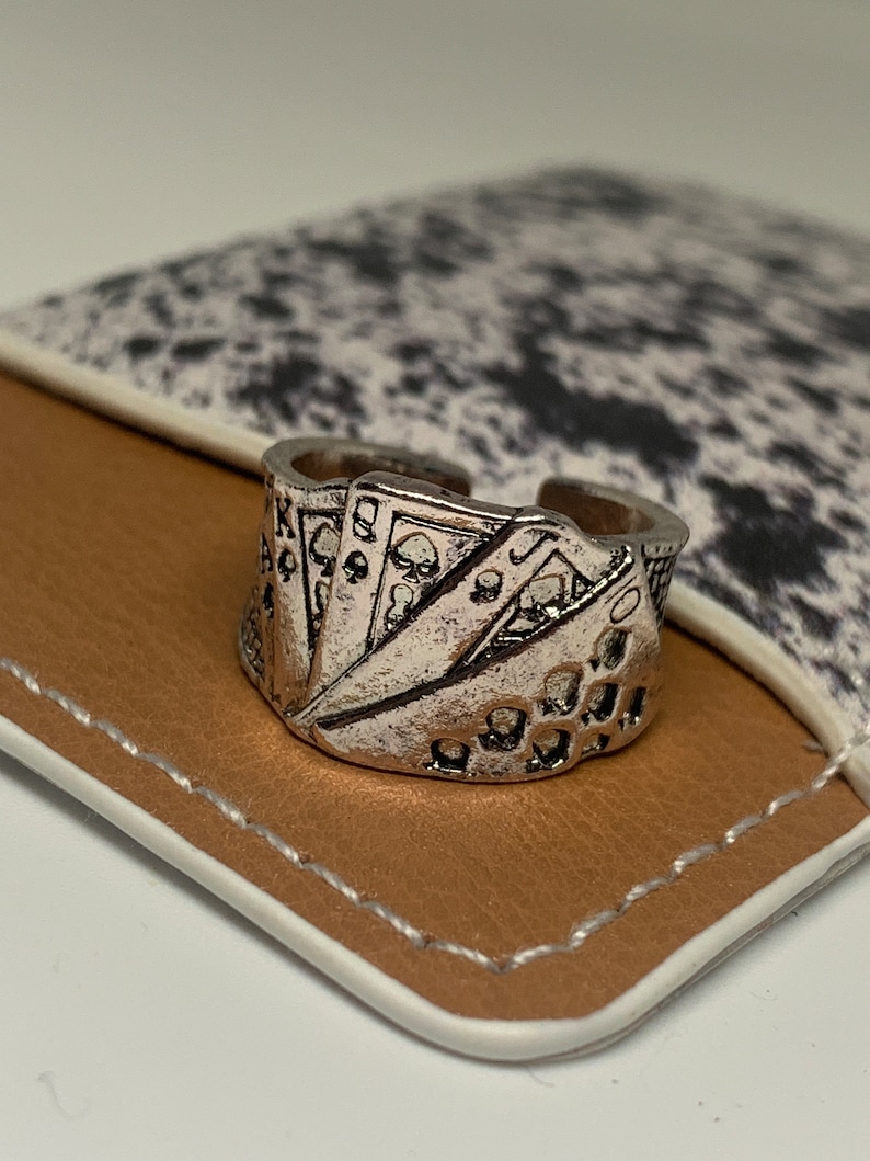 Western Stamped Playing Cards Cuff Ring , Cowgirl Jewelry image 4