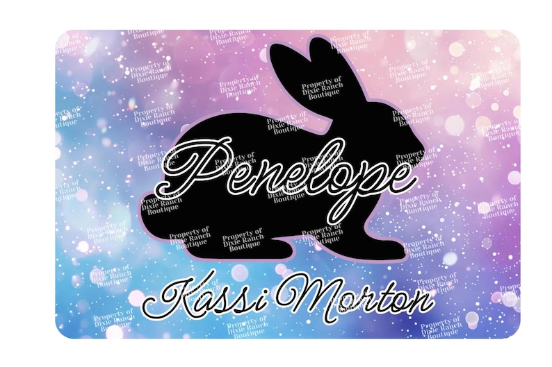 Penelope Rabbit Sign Custom Rabbit Stall Cage Sign , Show Rabbit Hare Sign Sublimation ...