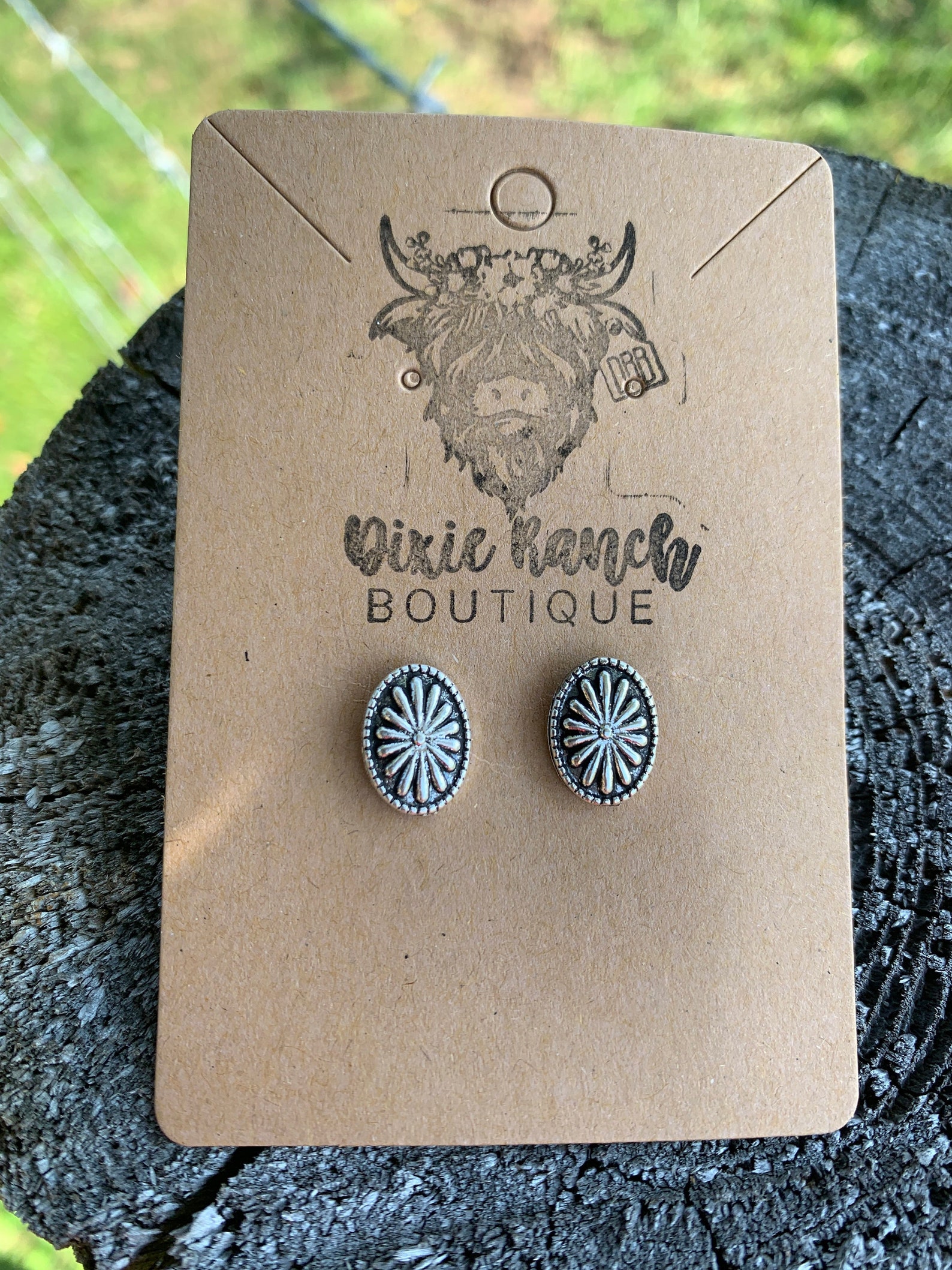 Oxidized Cowgirl Hat Stud Earrings