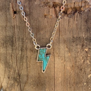 Western Lightning Bolt Faux Turquoise Pendant Necklace image 6