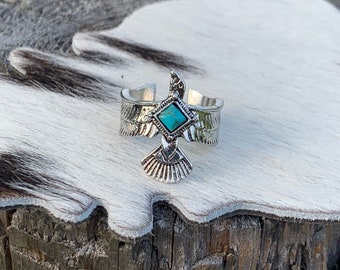 Western Desert Thunderbird Cuff Adjustable Statement Ring