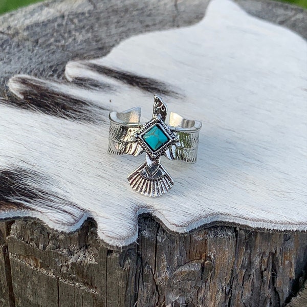 Western Desert Thunderbird Cuff Adjustable Statement Ring