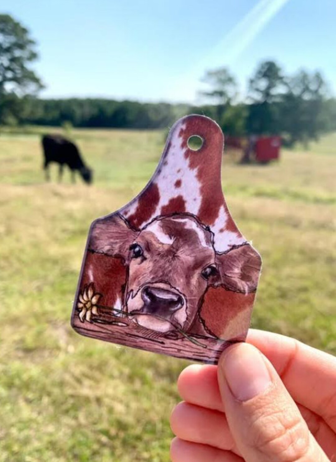 Cowhide Sticker Cute Western Cowhide Ear Tag With Calf Decal Sticker - Etsy